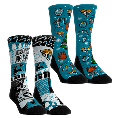 Jacksonville Jaguars Rock Em Socks Unisex Holiday Remix Crew Socks Two-Pack