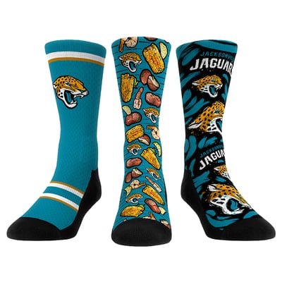  Jacksonville Jaguars Rock Em Unisex Fan Favorite Three-Pack Crew Sock Set - Teal