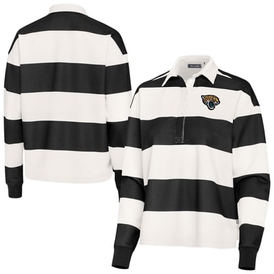 Jacksonville Jaguars Antigua Women's Banner Rugby Long Sleeve Polo - Black/Cream