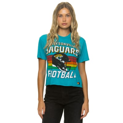 Jacksonville Jaguars Aviator Nation Women's Boxy Boyfriend Tri-Blend T-Shirt - Teal
