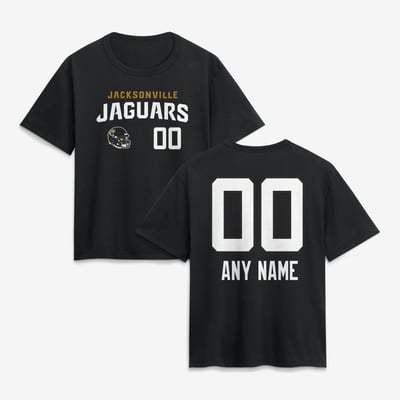 Jacksonville Jaguars Women's Touchdown Wordmark Personalized Name & Number T-Shirt - Black