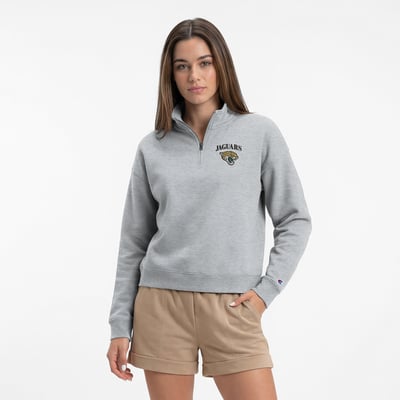  Jacksonville Jaguars Champion Women's Powerblend Quarter-Zip Sweatshirt - Heather Gray