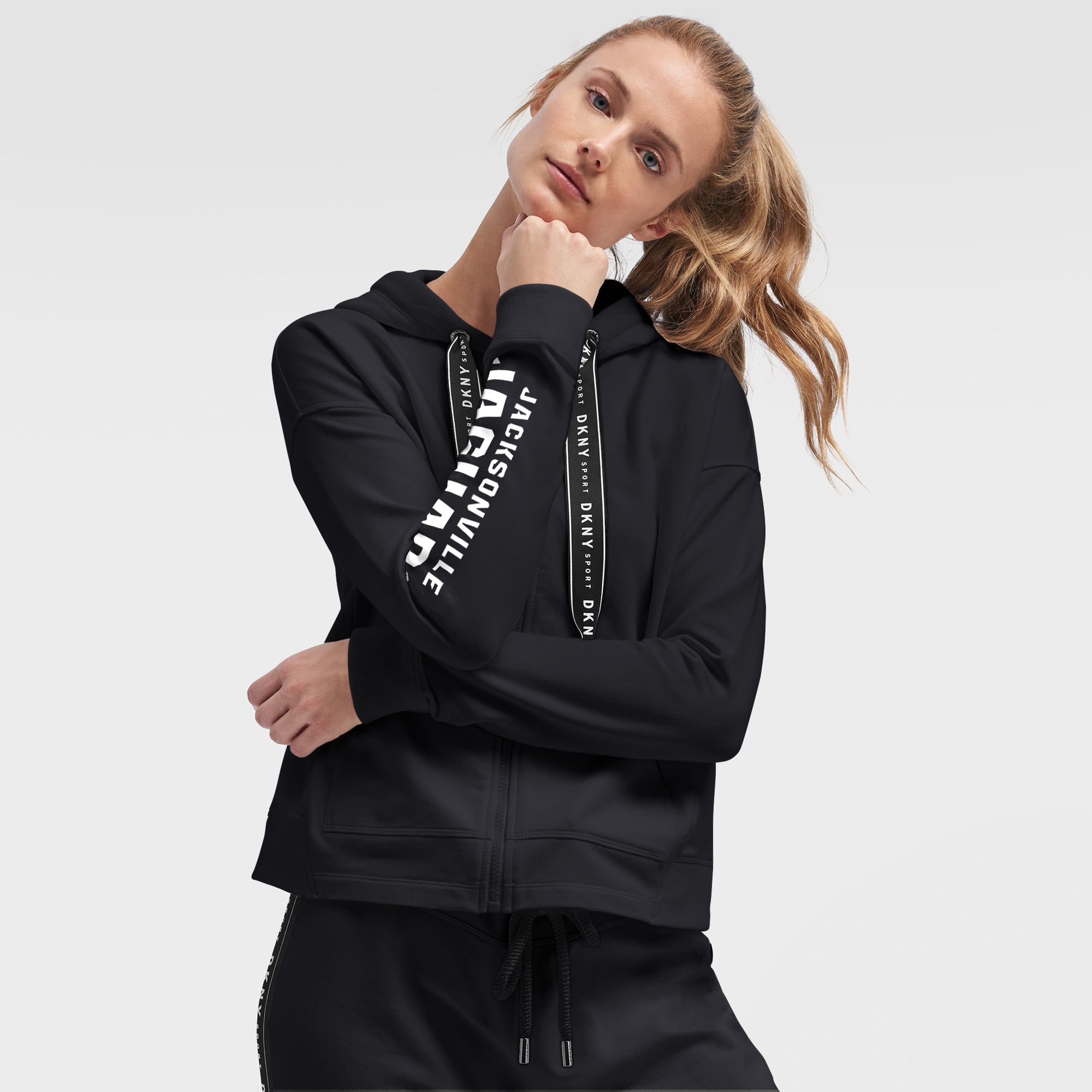 Women's DKNY Sport Black Jacksonville Jaguars Zoey Crop Full-Zip