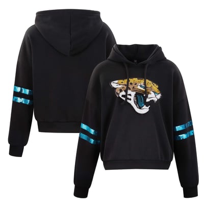 Jacksonville Jaguars FABGATING by Cuce Women's Cropped Sequins Hoodie - Black