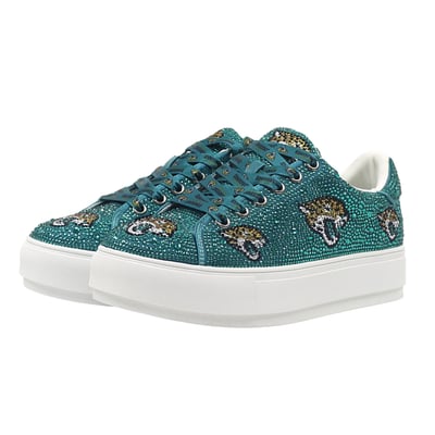  Jacksonville Jaguars FABGATING by Cuce Women's Crystal Team Logo Sneakers - Teal