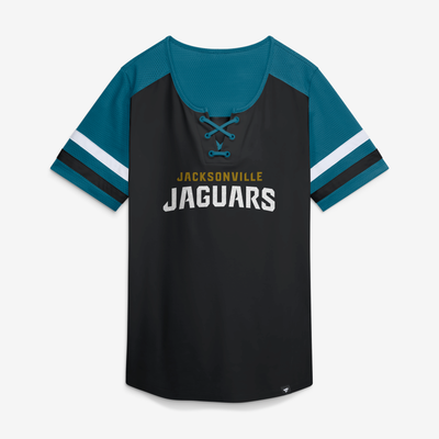 Jacksonville Jaguars Fanatics Women's Curl Route Athena Lace-Up T-Shirt - Black