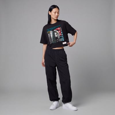  Jacksonville Jaguars Mitchell & Ness Women's Street Graphic Boxy Cropped T-Shirt - Black