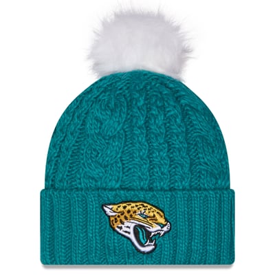 Jacksonville Jaguars New Era Women's Single Knit Hat with Pom - Teal