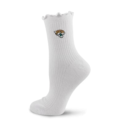  Jacksonville Jaguars PRO Compression Logo Lettuce Hem Quarter Socks - White
