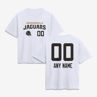 Jacksonville Jaguars Women's Touchdown Wordmark Personalized Name & Number T-Shirt - White