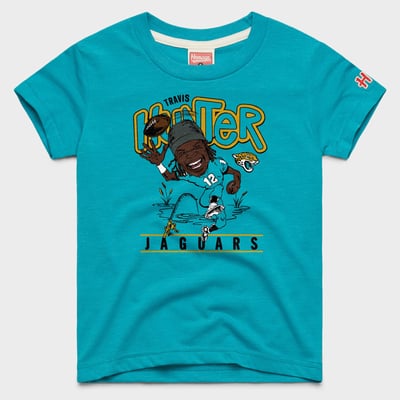 Travis Hunter Jacksonville Jaguars Homage Youth Caricature T-Shirt - Teal
