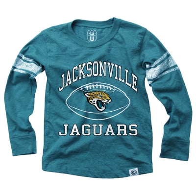 Jacksonville Jaguars Wes & Willy Youth Football Long Sleeve T-Shirt - Teal