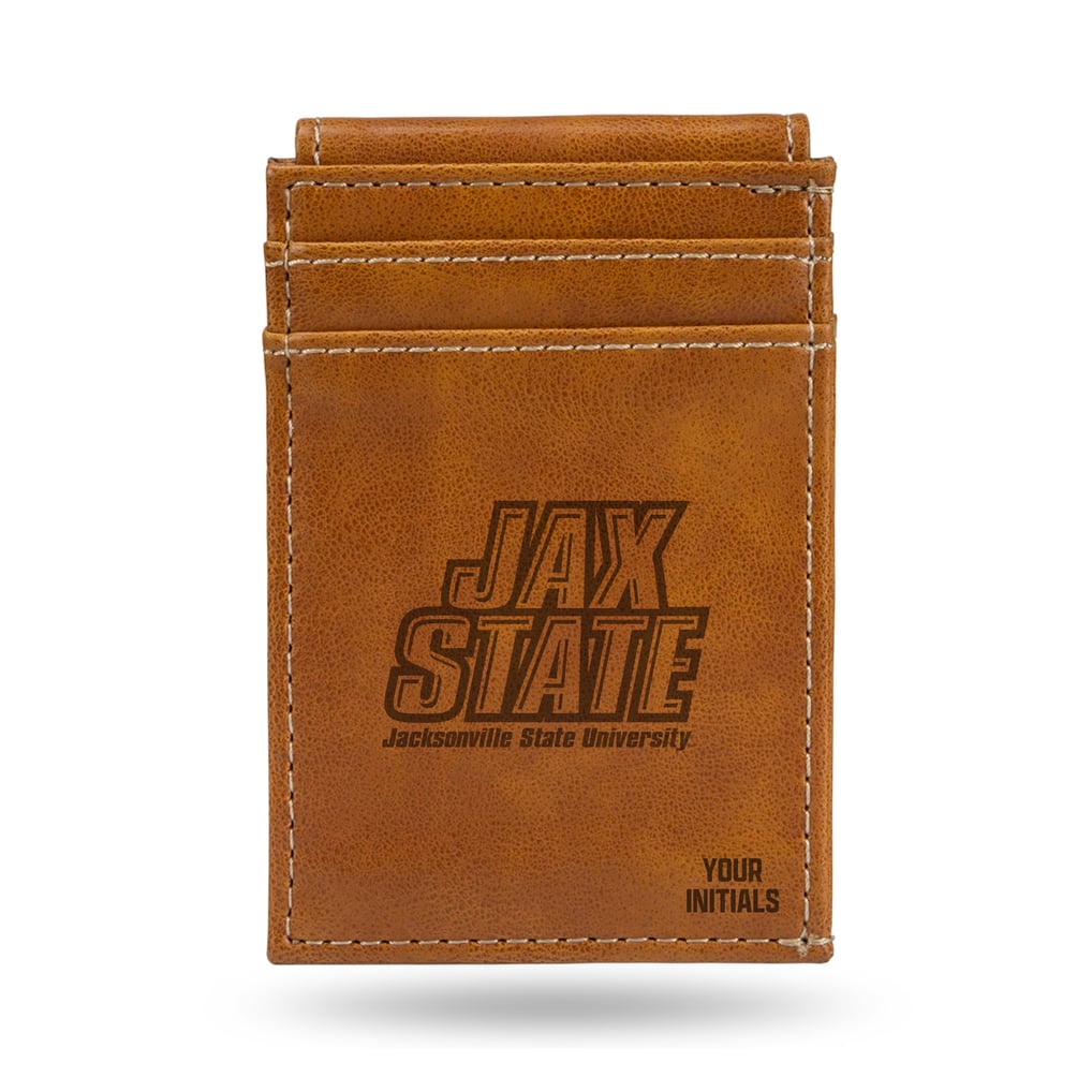 Jacksonville State Gamecocks Personalized Front Pocket Wallet - Brown