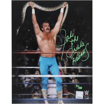 Jake "The Snake" Roberts WWE Autographed Fanatics Authentic 11" x 14" Raising Snake Spotlight Photograph - Limited Edition of 50