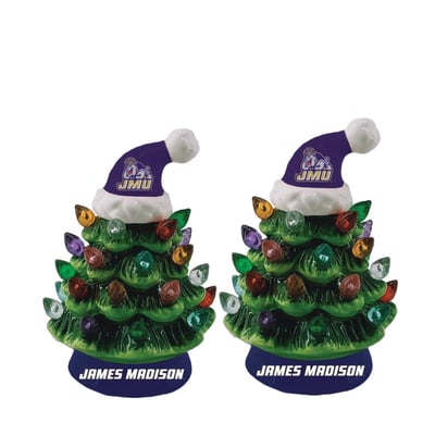 James Madison Dukes 2-Pack 4" Ceramic LED Christmas Tree Set
