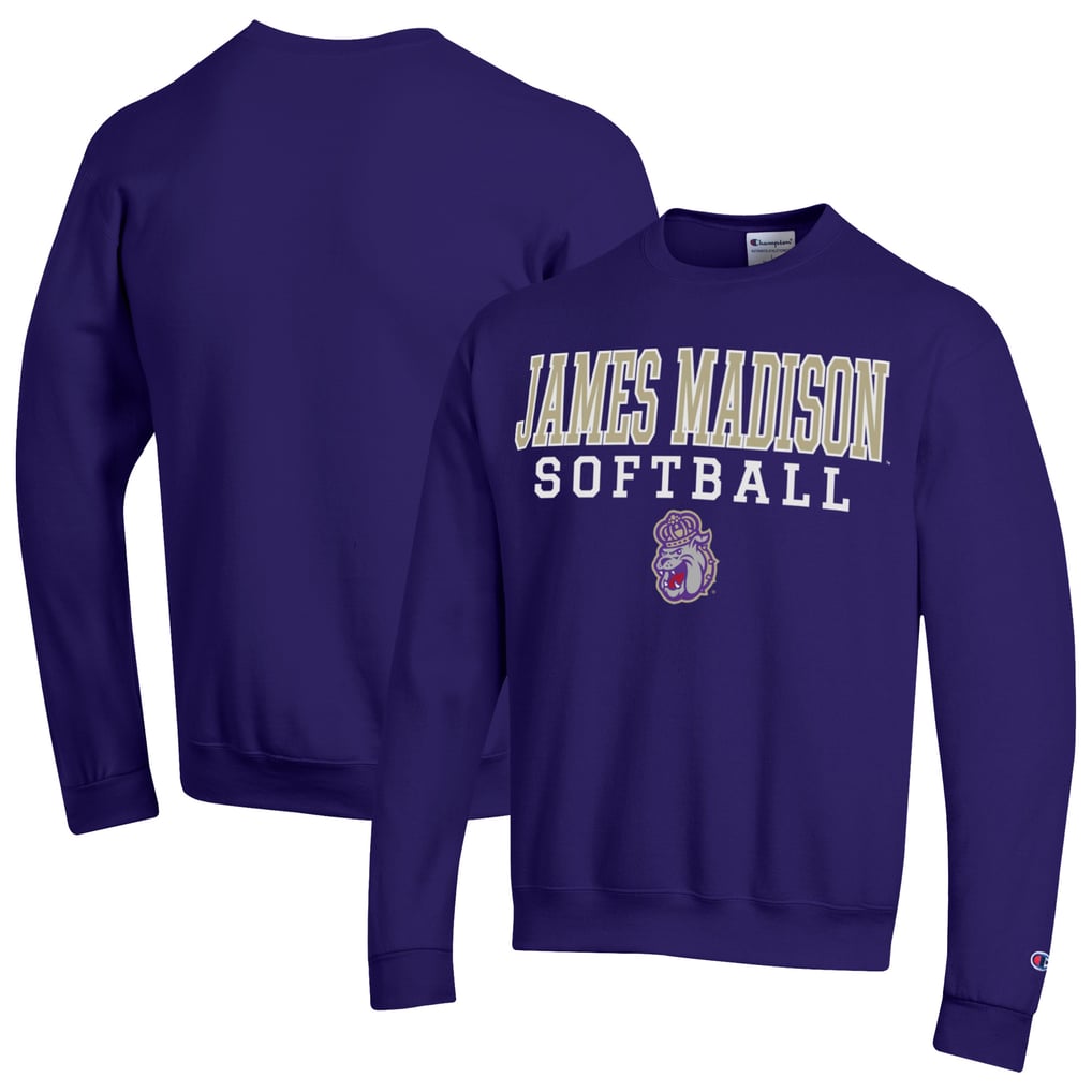  James Madison Dukes Champion Stack Logo Softball Powerblend Pullover Sweatshirt - Purple