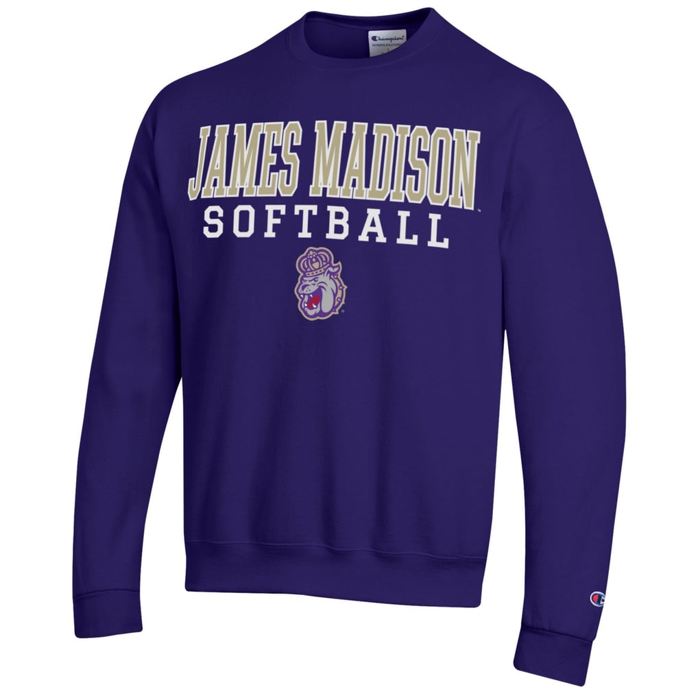  James Madison Dukes Champion Stack Logo Softball Powerblend Pullover Sweatshirt - Purple