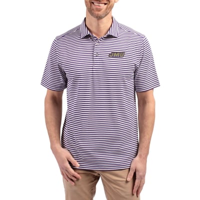  James Madison Dukes Cutter & Buck Virtue Recycled Stripe Featherlight Pique Polo - Purple