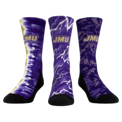 James Madison Dukes Rock Em Unisex Team Tones Three-Pack Crew Socks