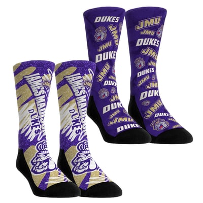 James Madison Dukes Rock Em Unisex Two-Piece Team Blast Crew Socks Set