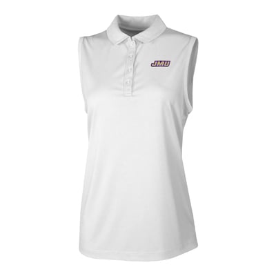  James Madison Dukes Columbia Women's Ace Flair Sleeveless Tank Polo - White