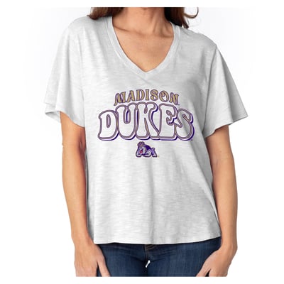  James Madison Dukes Women's Fawn Flutter Sleeve T-Shirt - White