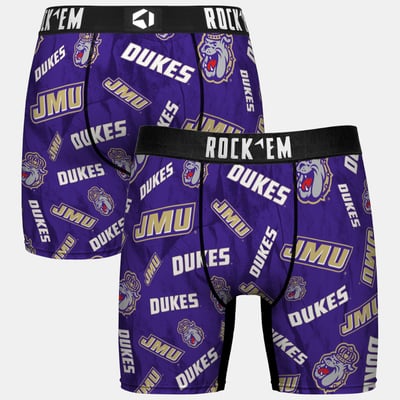  James Madison Dukes Rock Em Youth All Over Logo Boxer Briefs - Purple