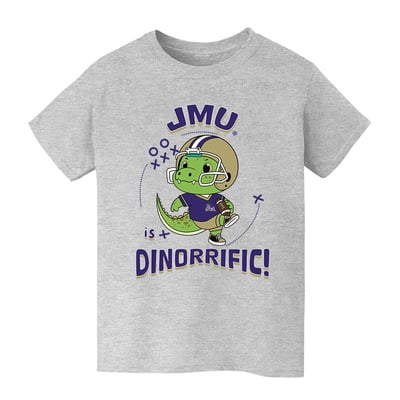 James Madison Dukes Vive La Fete Youth Dinorrific T-Shirt - Gray