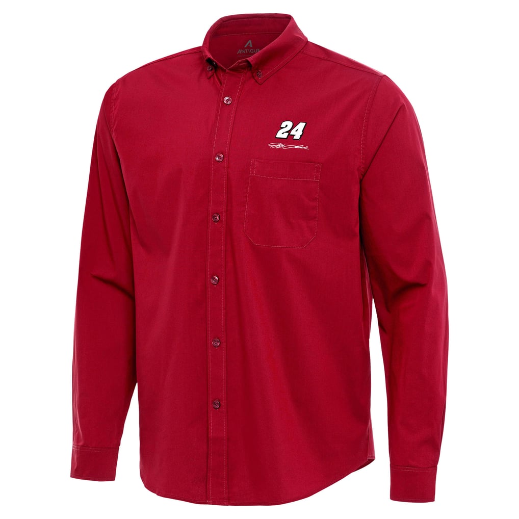  Jeff Gordon Antigua Flight Woven Tri-Blend Long Sleeve Button-Down Shirt - Red