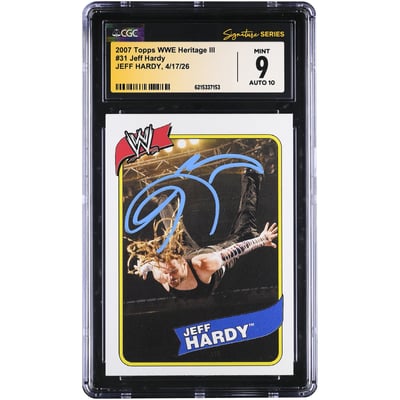 Jeff Hardy WWE Autographed 2007 Topps Heritage III #31 CGC Fanatics Witnessed Authenticated 9/10 Card