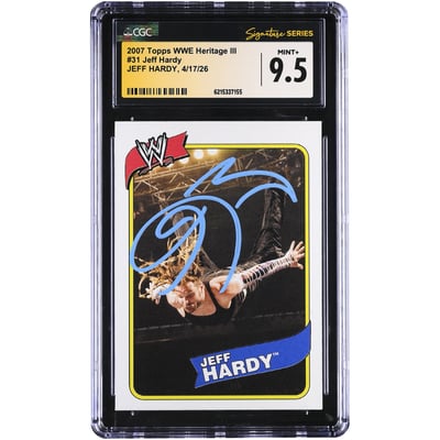Jeff Hardy WWE Autographed 2007 Topps Heritage III #31 CGC Fanatics Witnessed Authenticated MINT+ 9.5 Card