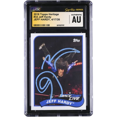 Jeff Hardy WWE Autographed 2018 Topps Heritage #32 CGC Fanatics Witnessed Authenticated Card