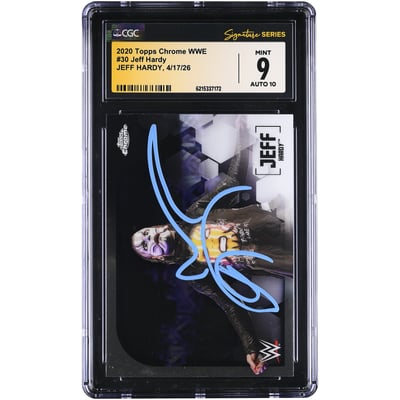 Jeff Hardy WWE Autographed 2020 Topps Chrome #30 CGC Fanatics Witnessed Authenticated 9/10 Card