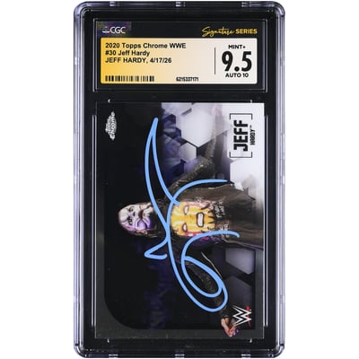 Jeff Hardy WWE Autographed 2020 Topps Chrome #30 CGC Fanatics Witnessed Authenticated 9.5/10 Card