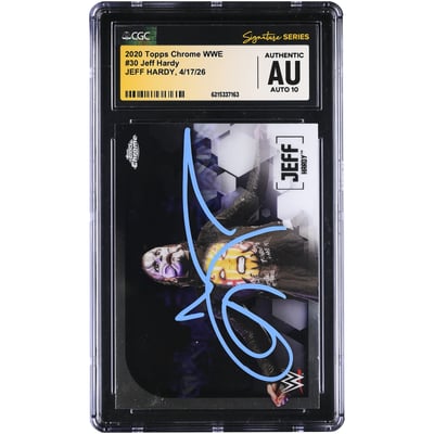 Jeff Hardy WWE Autographed 2020 Topps Chrome #30 CGC Fanatics Witnessed Authenticated AUTO 10 Card