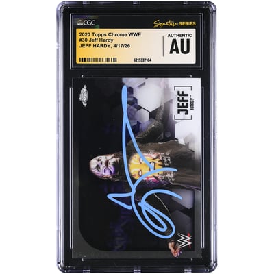 Jeff Hardy WWE Autographed 2020 Topps Chrome #30 CGC Fanatics Witnessed Authenticated Card