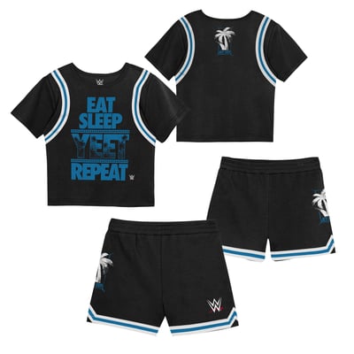  Jey Uso Mitchell & Ness Toddler Play by Place Two-Pack T-Shirt & Shorts Set - Black