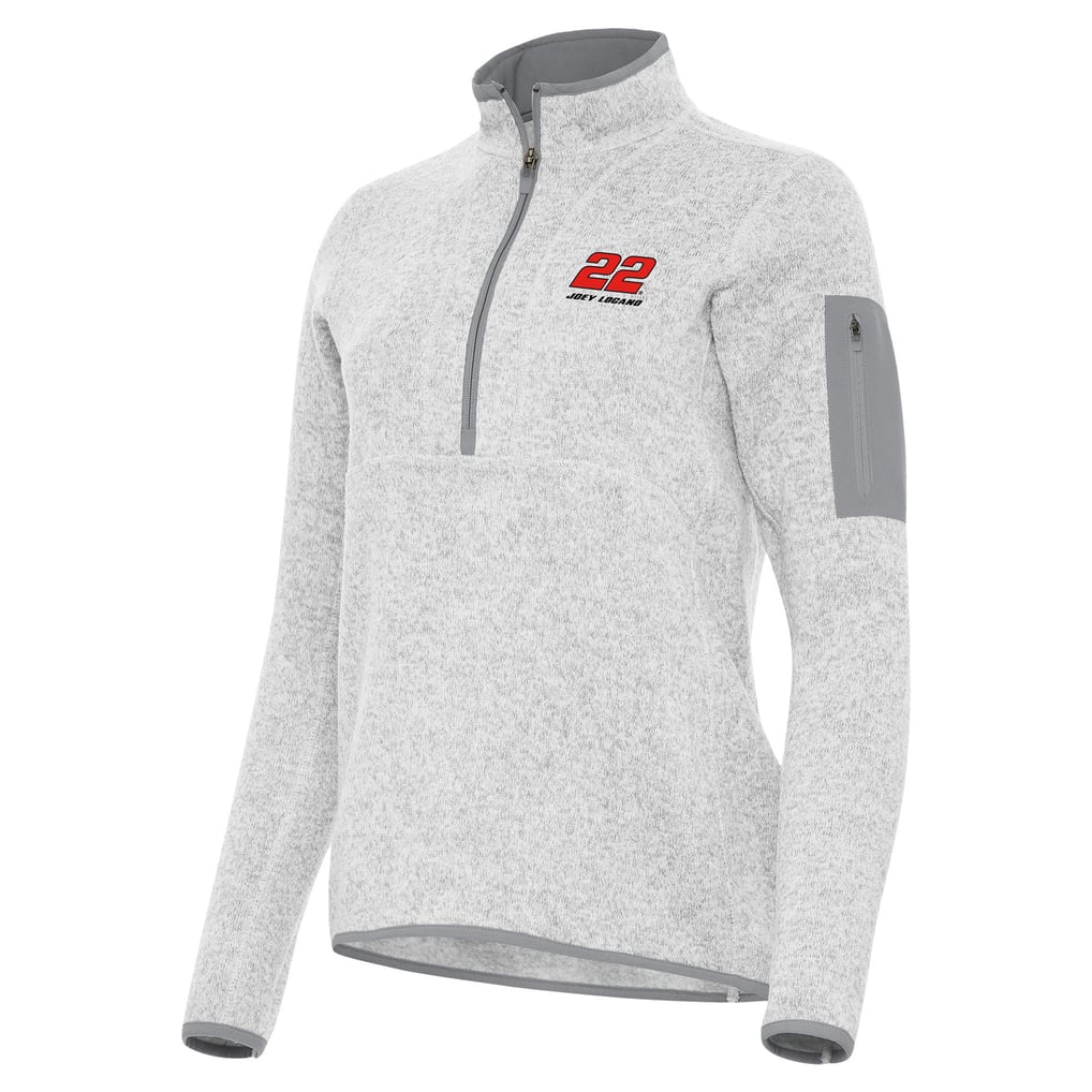 Joey Logano Antigua Women's Fortune Half-Zip Pullover Jacket - Heather Gray