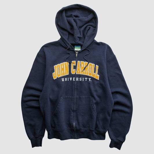 John Carroll University Blue Streaks Champion 2010s Hooded Full Zip Sweatshirt - Navy - XS by Fanatics Real Vintage