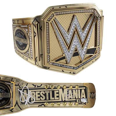 John Cena & Cody Rhodes WWE Autographed WrestleMania 41 Golden Replica Title Belt - Limited Edition #1/25
