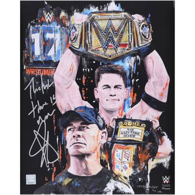 John Cena WWE Autographed Fanatics Authentic 16" x 20" Photograph with "The Last Time is Now" Inscription - Art by David Arrigo - Limited Edition of 10