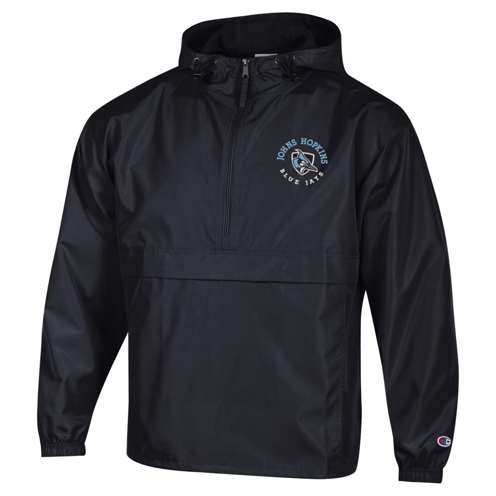 Champion Johns Hopkins Blue Jays Black Embroidered Half-Zip Hooded ...