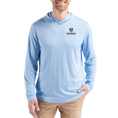  Johns Hopkins Blue Jays Cutter & Buck Coastline Recycled Double Peached Hoodie - Light Blue
