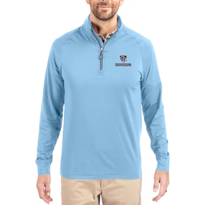  Johns Hopkins Blue Jays Cutter & Buck Soft Knit Stretch Raglan Quarter-Zip Pullover - Light Blue
