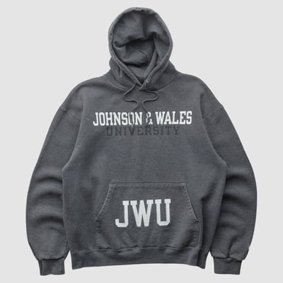 Johnson & Wales Wildcats Champion 2000s Hooded Pullover Sweatshirt - Dark Heather Gray - S by Fanatics Real Vintage