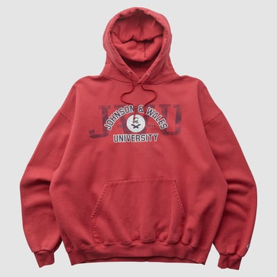 Johnson & Wales Wildcats Champion 2000s Hooded Pullover Sweatshirt - Red - L by Fanatics Real Vintage