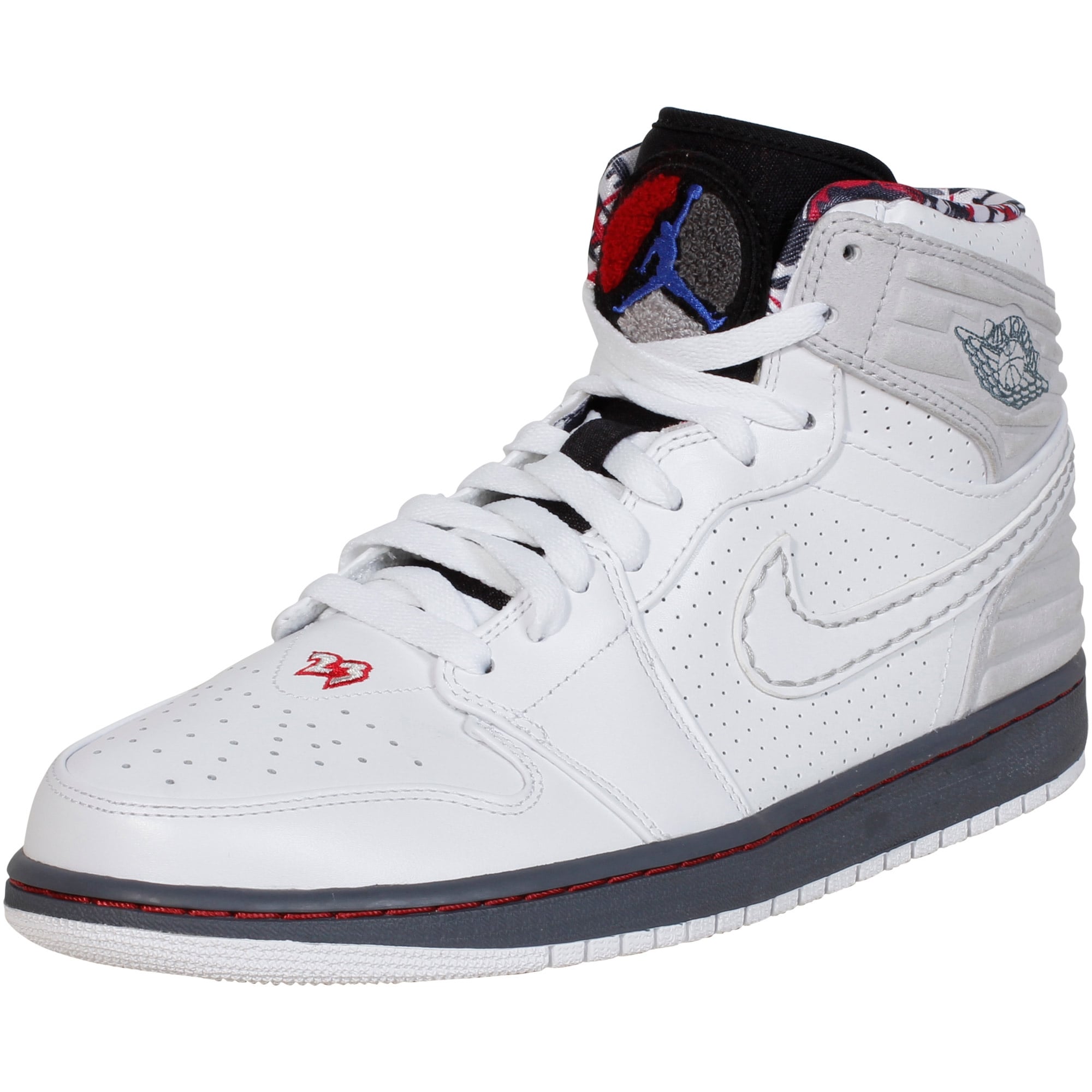 Jordan White, Gray & Red High-Top Basketball Sneakers JORDAN Air 1 Mid DQ8426 106 - Shiekh main image 2