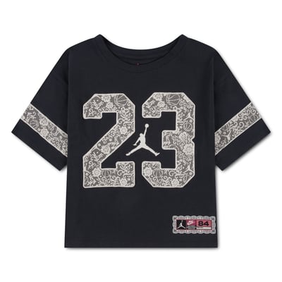 Jordan Brand Girls Preschool Flower Lace 23 T-Shirt - Black
