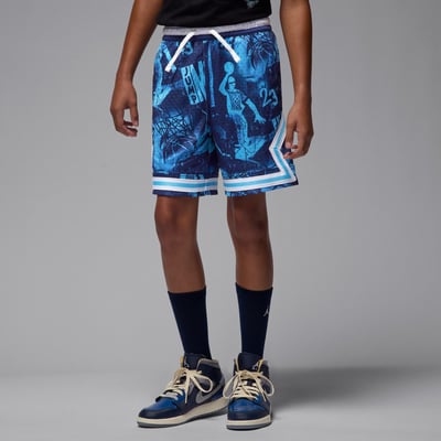  Jordan Brand Youth MJ Printed Sport Diamond Mesh Shorts - Blue