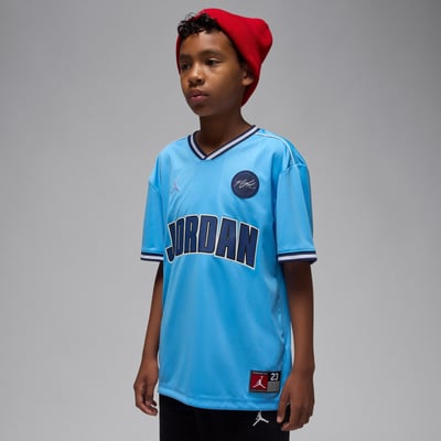 Jordan Brand Youth Sport Jersey V-Neck T-Shirt - Blue